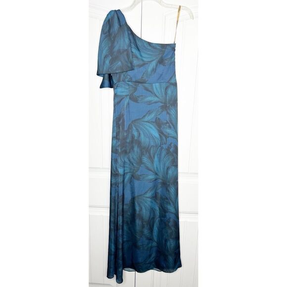 Sachin & Babi Chelsea Gown in Blue Tonal Petal One Shoulder Bow 2 Bridesmaid - Picture 7 of 8